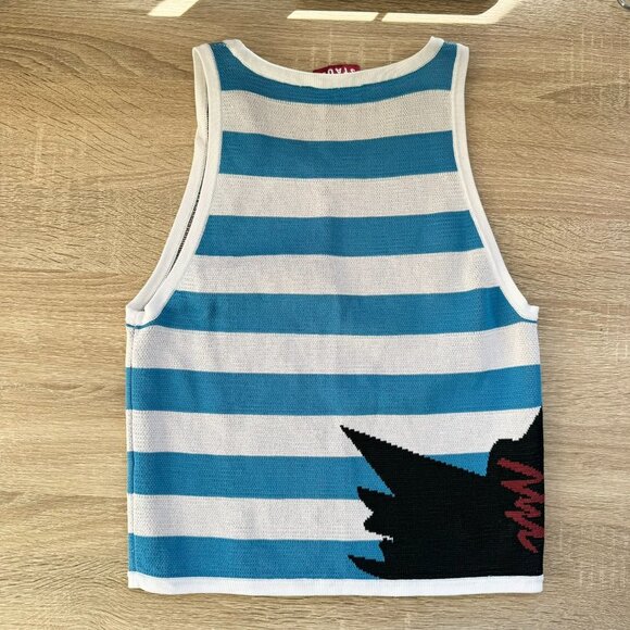 Staud Playa Toucan Intaria Tank Top Knit Blue White Stripe Size Small - Picture 5 of 11